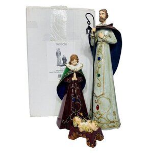 DICKSONS Holy Family Hand Painted Metal Figurines Jeweled Joseph Mary Jesus EUC